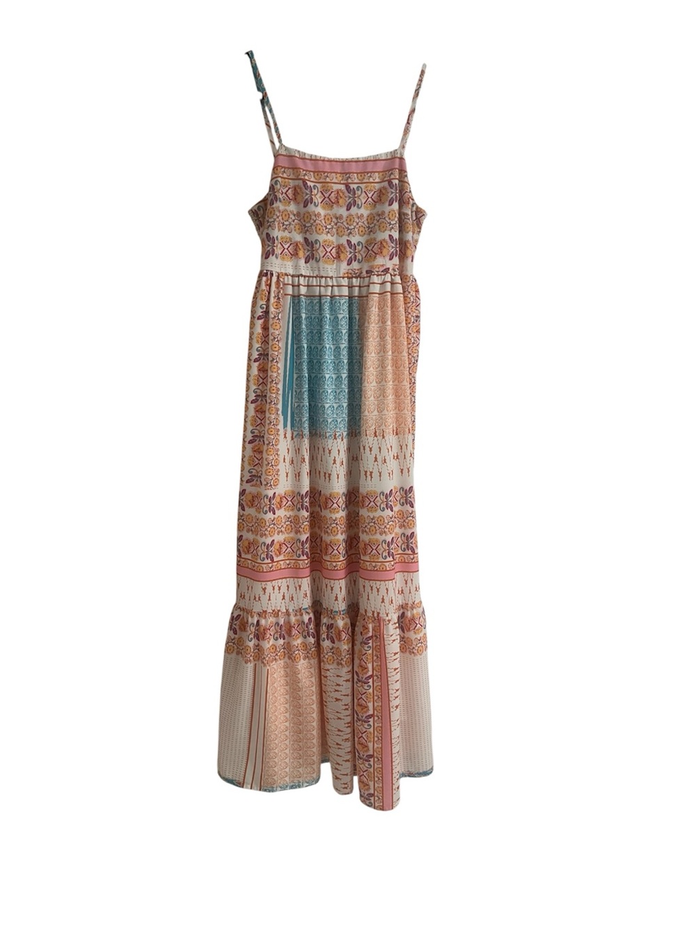 Boho Patchwork Maxi Dress in Multi-Color
